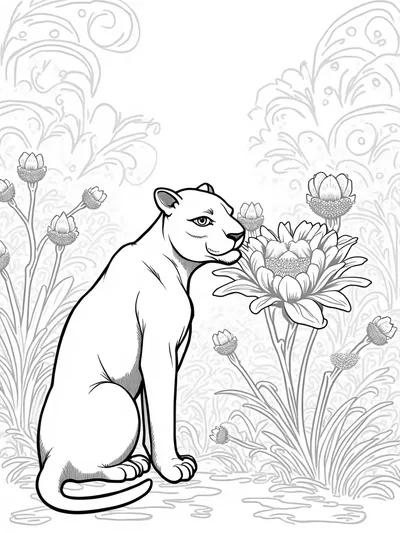 Black Panther in a secret garden