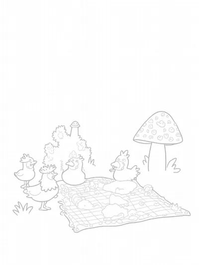 Chickens having a picnic