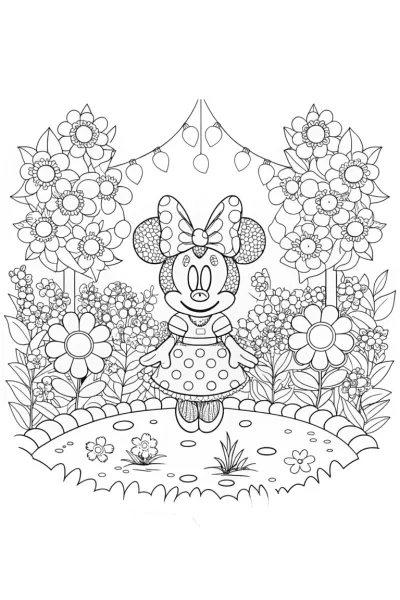 Minnie Mouse in a magical garden