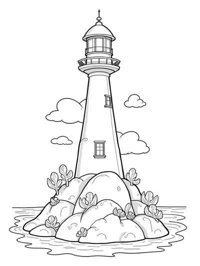 Mushroom lighthouse by the sea