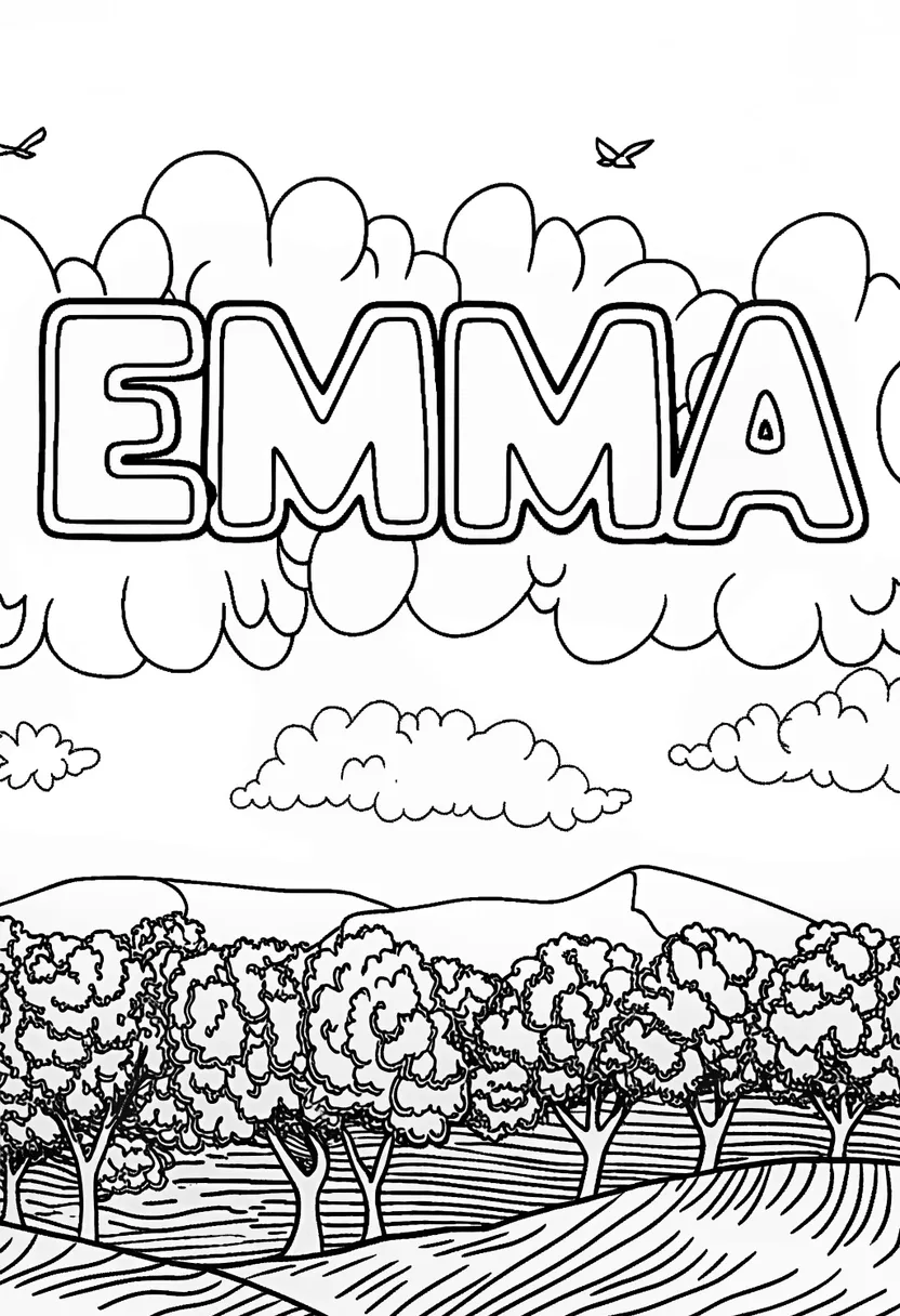 A bubbleLetters style coloring page