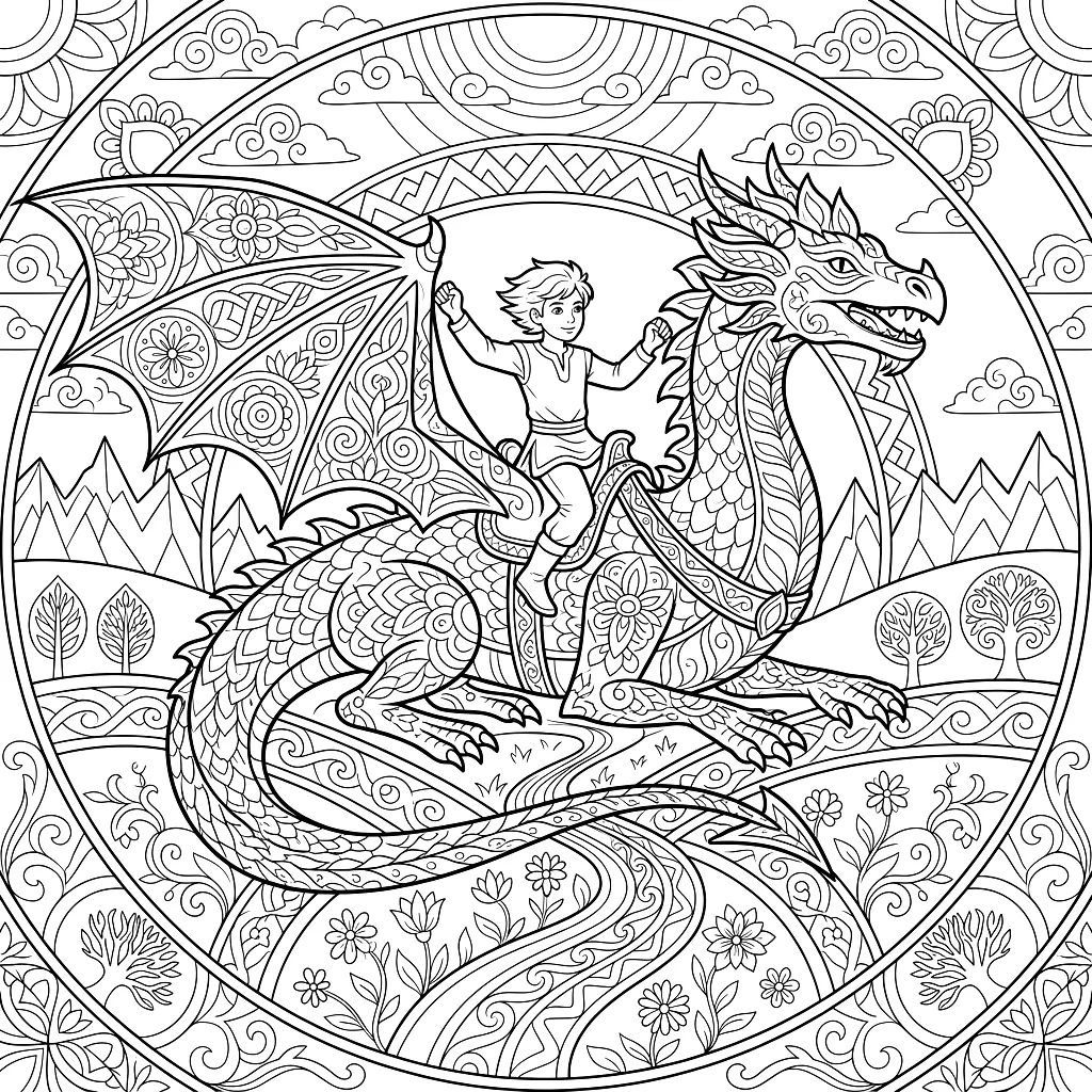 A mandala style coloring page