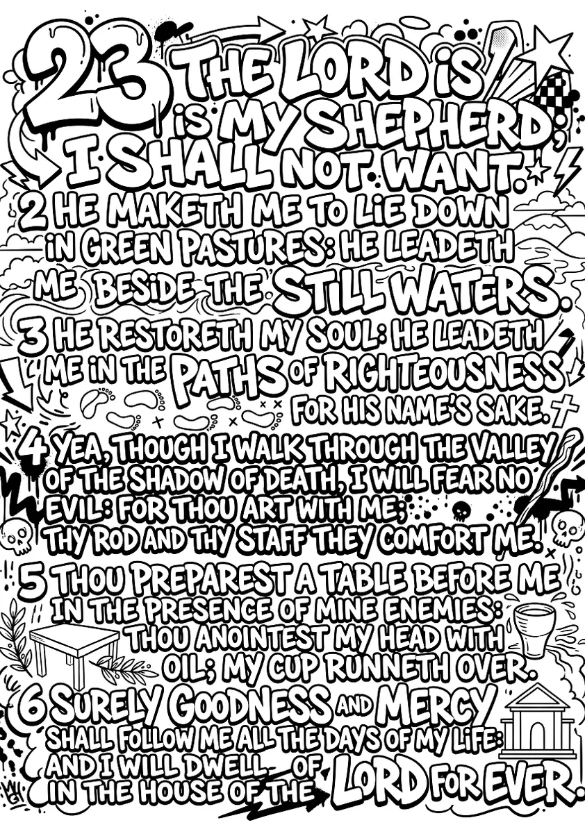 A graffiti style coloring page