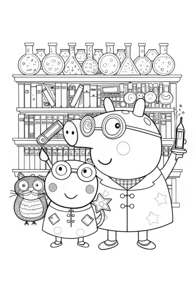 Peppa Pig’s Silly Science Day Coloring Page