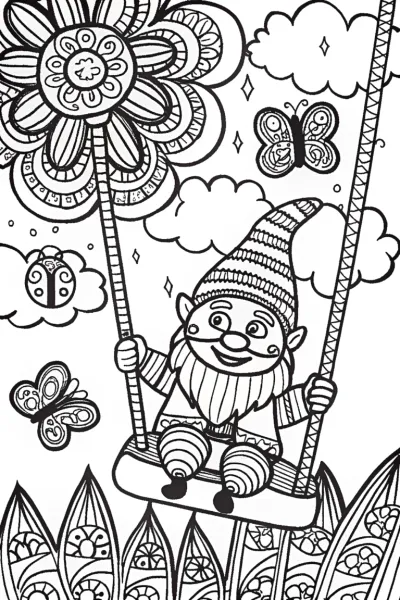Gnome’s Garden Carousel Coloring Page