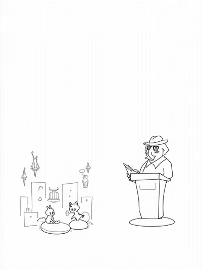 Elephant reading in the library
