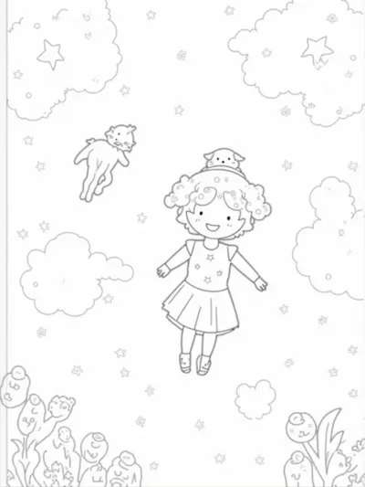 Gabby in a starry night sky