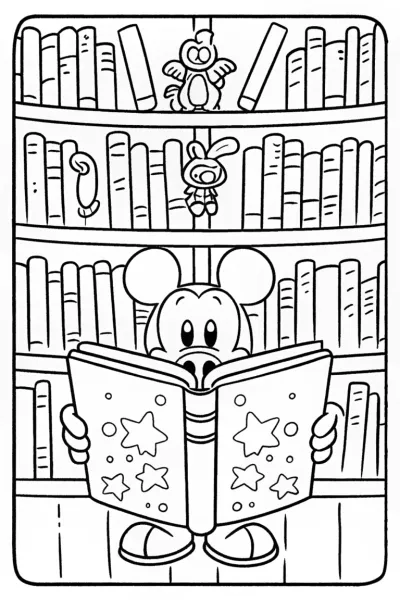 Mickey Mouse’s Magical Book Adventure Coloring Page