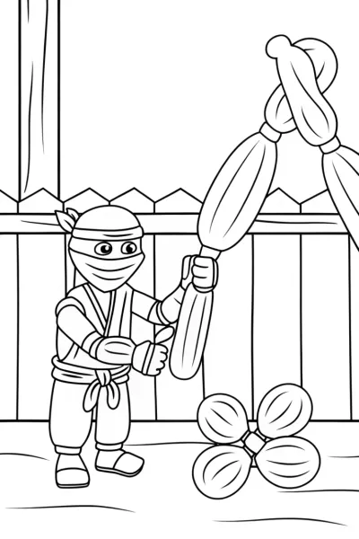 Ninja creating balloon animals