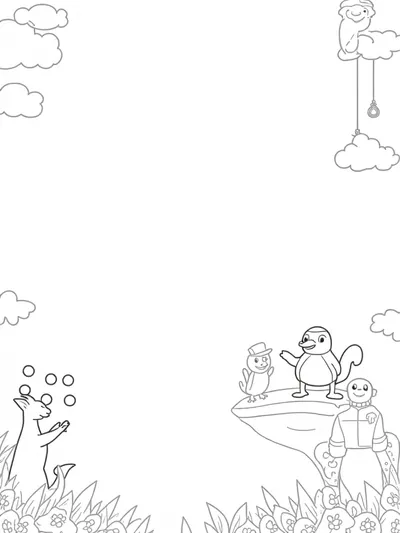 Animal parade on a floating island