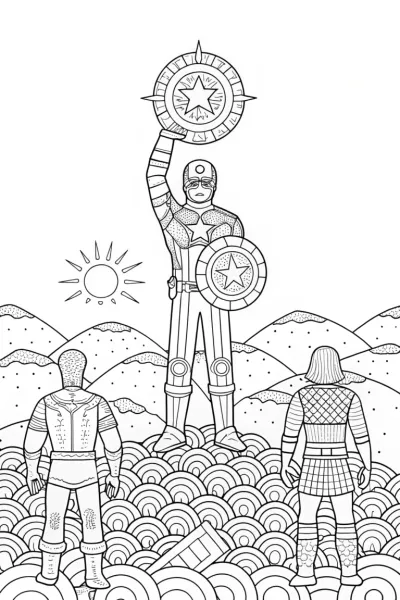 Captain America and the Shield of Unity Coloring Page