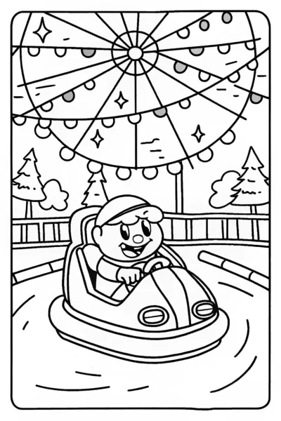 Bumper Car Carnival Coloring Page
