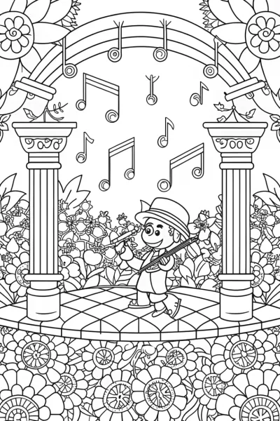 Mario playing in a musical garden