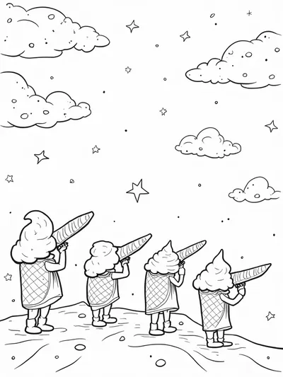 Ice cream astronomers in the night sky