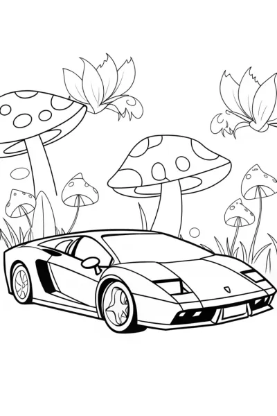 Lamborghini in the Land of Giants Coloring Page