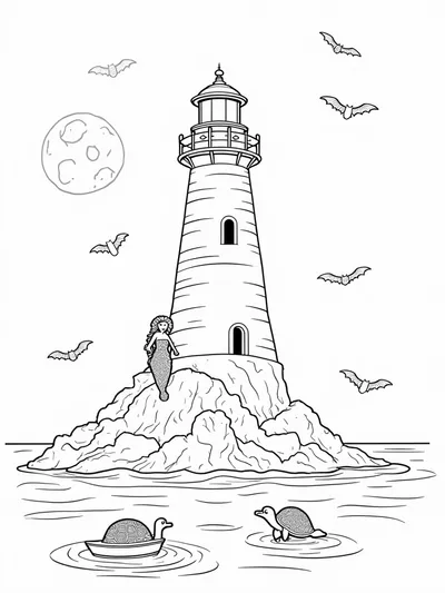 Mermaid at the Halloween lighthouse