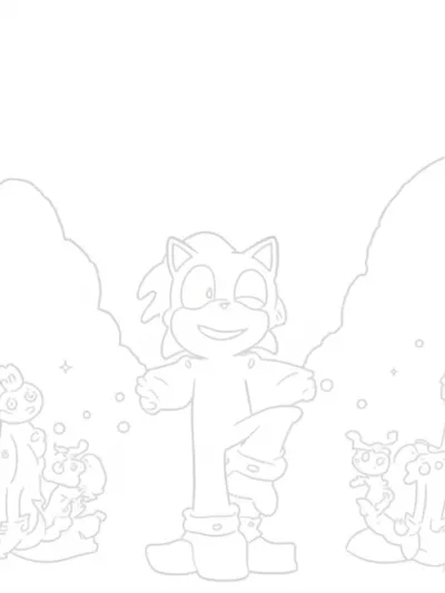 Sonic doing yoga on an alien planet