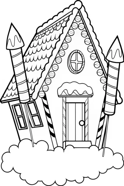 Gingerbread house launching candy rockets