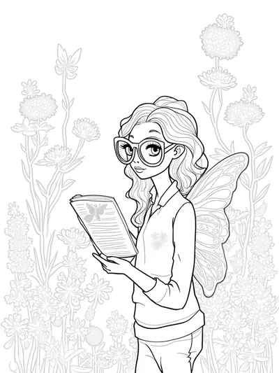 Butterfly botanist exploring flowers