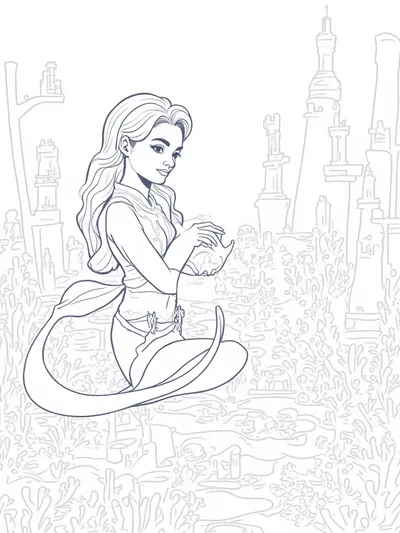 Mermaid architect designing cities