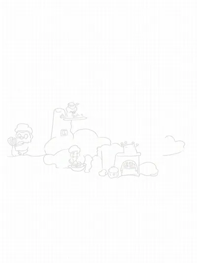Baby animals baking on clouds