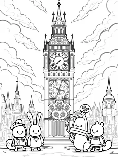 Squishmallows time travel in a clock tower