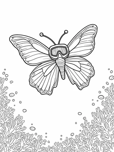 Butterfly diving under the sea