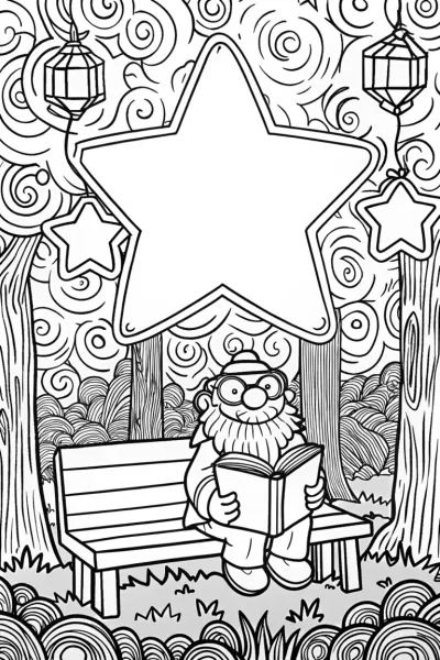 Starry Storyteller’s Corner Coloring Page