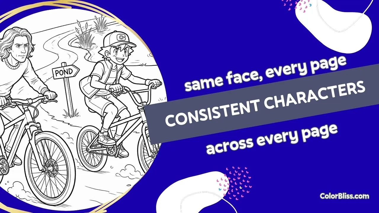 A coloring page of Consistent Characters