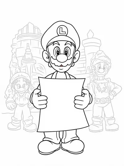 Luigi holding a treasure map