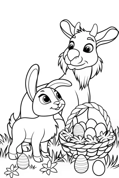 Bunny and goat Easter egg hunt