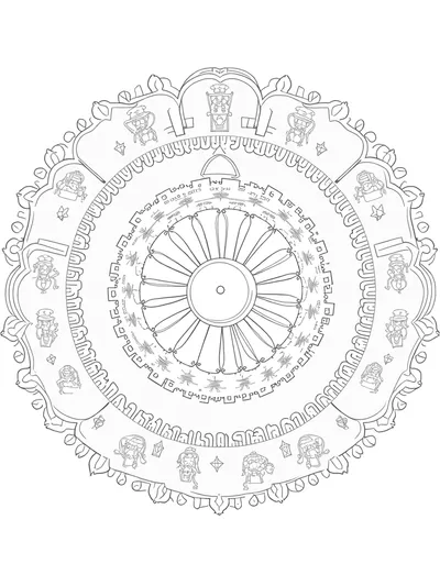 Whimsical time travelers mandala