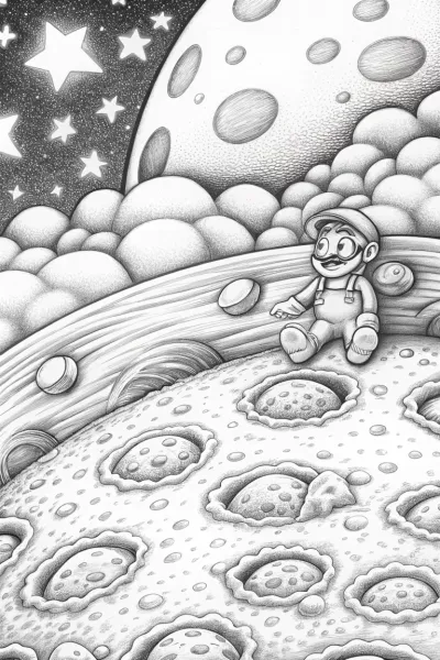 Luigi baking on the moon