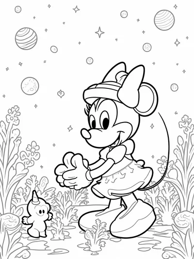 Minnie Mouse planting stardust flowers