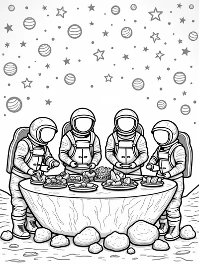 Astronauts preparing Thanksgiving feast