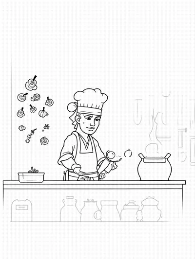 Ninja chef in a magical kitchen