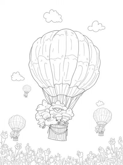 Mushrooms in hot air balloons