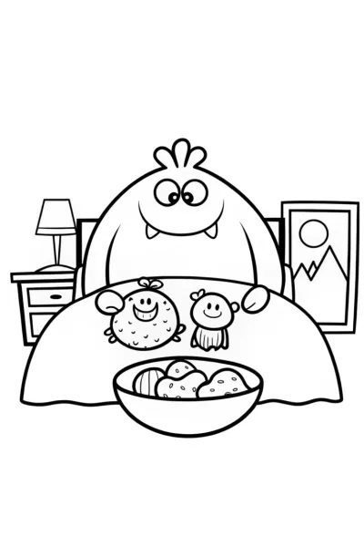 Monster hosting a sleepover