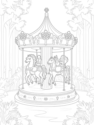 Thanksgiving carousel in the forest