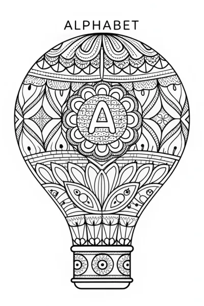 Alphabet hot air balloon coloring