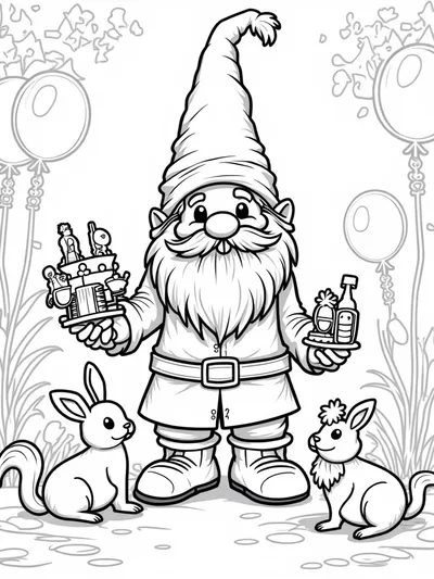 Gnome showcasing his inventions