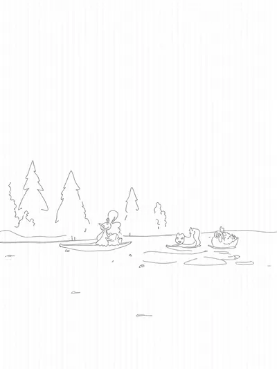 Woodland creatures leaf boat race