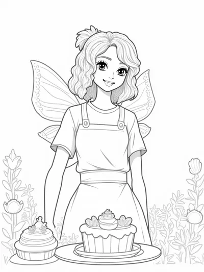 Fairy baker with whimsical pastries