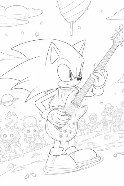 Super Sonic playing a space guitar