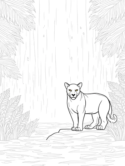 Black Panther by the waterfall