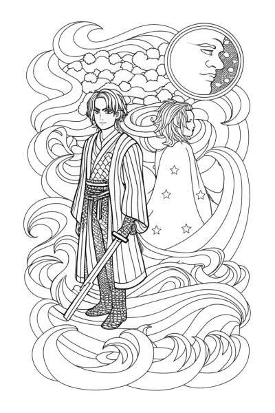Demon Slayer and Shadow Figure Coloring Page