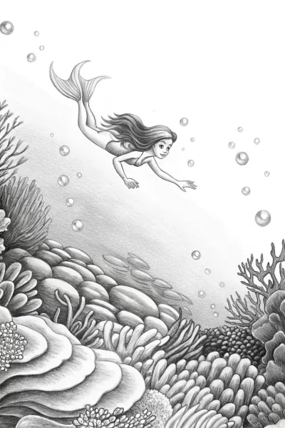 Princess swimming in an underwater realm