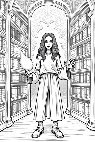 Wednesday Addams in a library