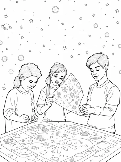 Rainbow High students crafting a quilt