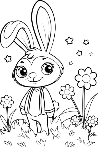 Space bunny in a magical garden